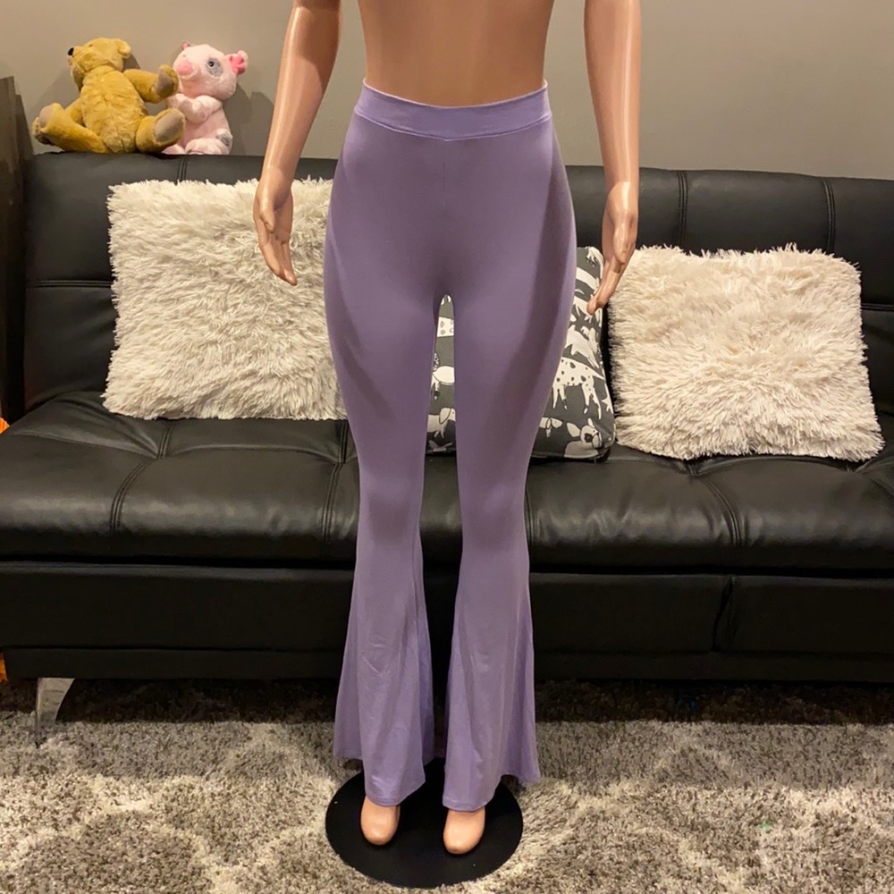 OOTDFash Lavender High Rise Flare Pants Stretchy Bell Bottom Y2K S NWT